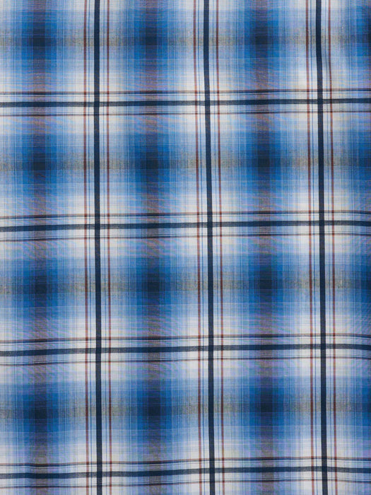 Ely and Walker Mens Western Textured Plaid Rust Poly/Cotton L/S Shirt