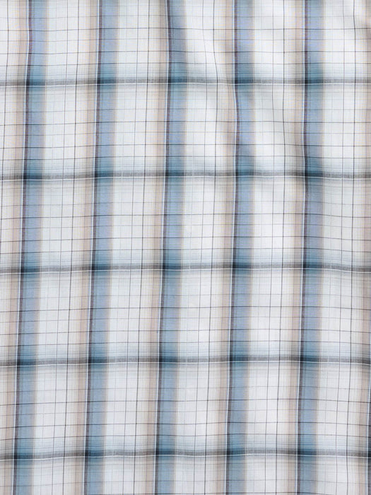 Ely and Walker Mens Textured Western Plaid Rust/Blue Poly/Cotton L/S Shirt