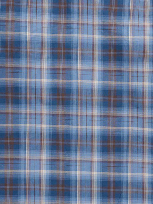 Ely and Walker Mens Western Textured Plaid Navy Poly/Cotton L/S Shirt