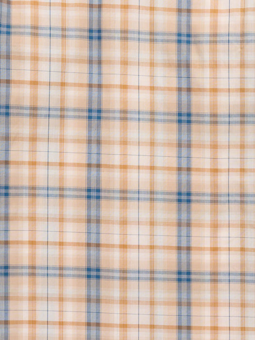 Ely and Walker Mens Western Textured Plaid Tan Poly/Cotton L/S Shirt