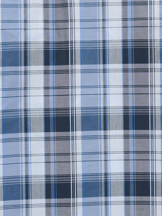 Ely and Walker Mens Western Textured Plaid Blue Poly/Cotton L/S Shirt