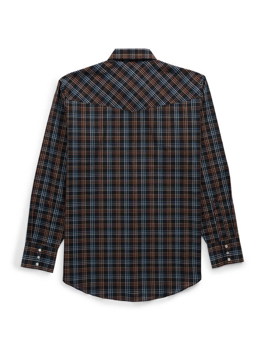 Ely and Walker Mens Western Textured Plaid Black Poly/Cotton L/S Shirt