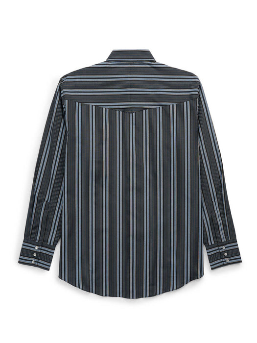 Ely and Walker Mens Western Textured Stripe Black Poly/Cotton L/S Shirt