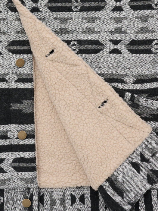 Ely and Walker Mens Aztec Sherpa Lined Charcoal 100% Polyester Fleece Jacket