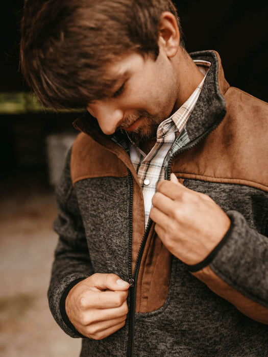 Ely and Walker Mens Full Zip Contrast Charcoal 100% Polyester Softshell Jacket