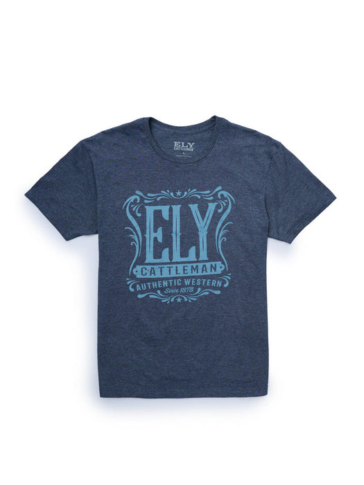 Ely and Walker Mens Authentic Western Heather Gray Poly/Cotton S/S T-Shirt