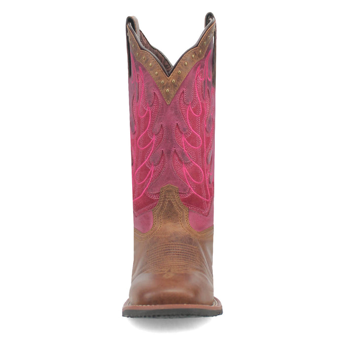 Dan Post Womens Faye Tan/Pink Leather Cowboy Boots