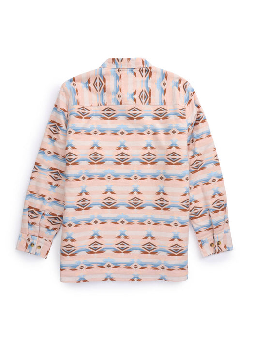 Ely and Walker Womens Aztec Flannel Shacket Pink/Blue Cotton Jacket