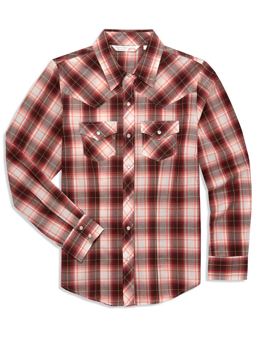 Ely and Walker Womens Snap Western Plaid Raspberry Poly/Cotton L/S Shirt
