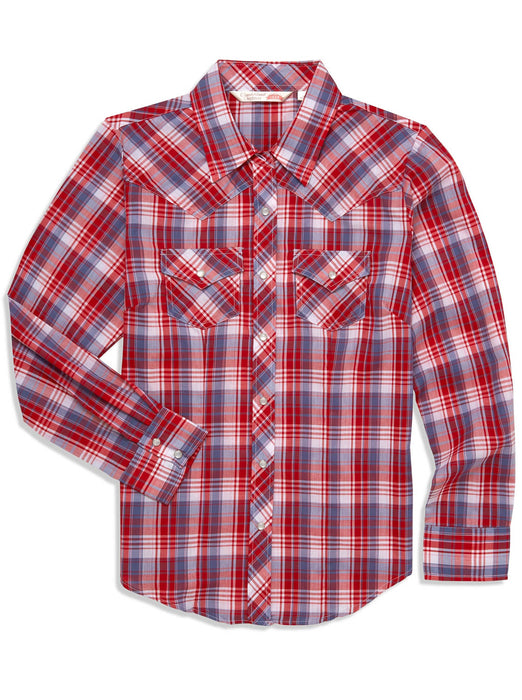Ely and Walker Womens Snap Western Plaid Raspberry Poly/Cotton L/S Shirt