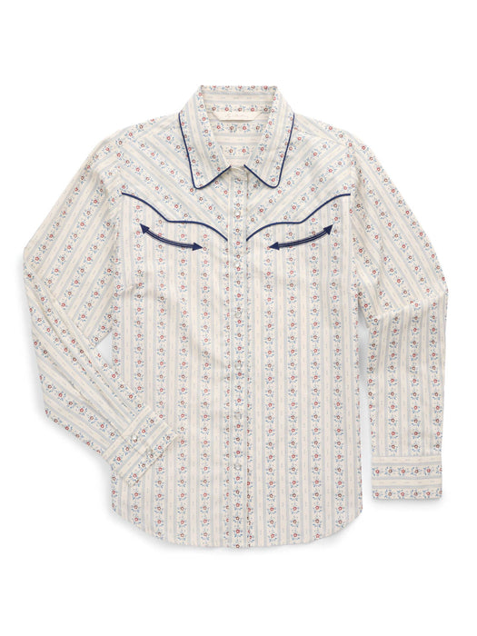 Ely and Walker Womens Wallpaper Floral Print Ecru 100% Cotton L/S Shirt