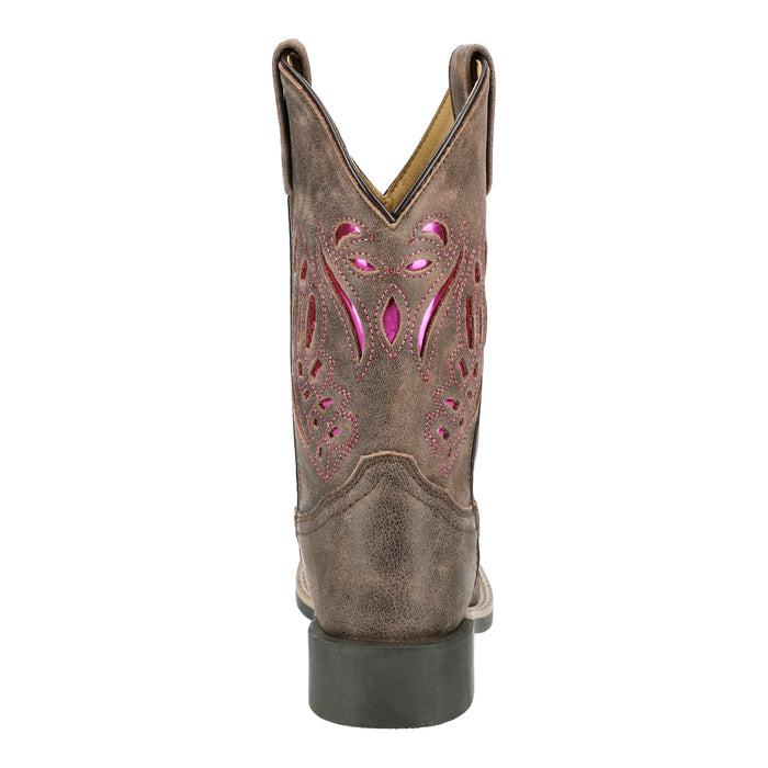 Smoky Mountain Boots Youth Girls Trixie Brown Distress Leather Cowboy Boots