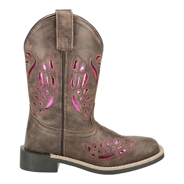 Smoky Mountain Boots Kids Girls Trixie Brown Distress Leather Cowboy Boots