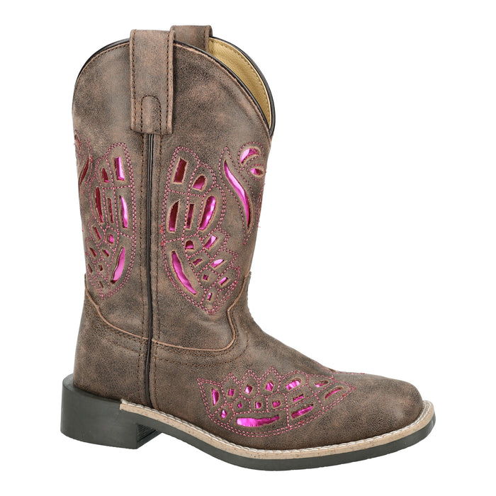 Smoky Mountain Boots Kids Girls Trixie Brown Distress Leather Cowboy Boots