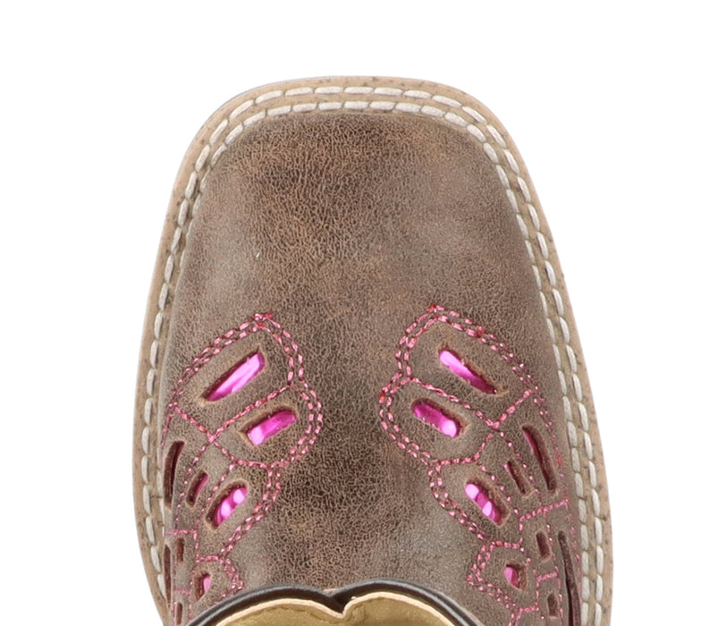 Smoky Mountain Boots Kids Girls Trixie Brown Distress Leather Cowboy Boots