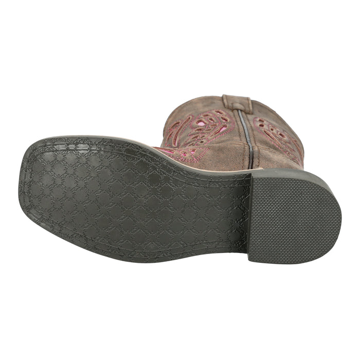 Smoky Mountain Boots Kids Girls Trixie Brown Distress Leather Cowboy Boots