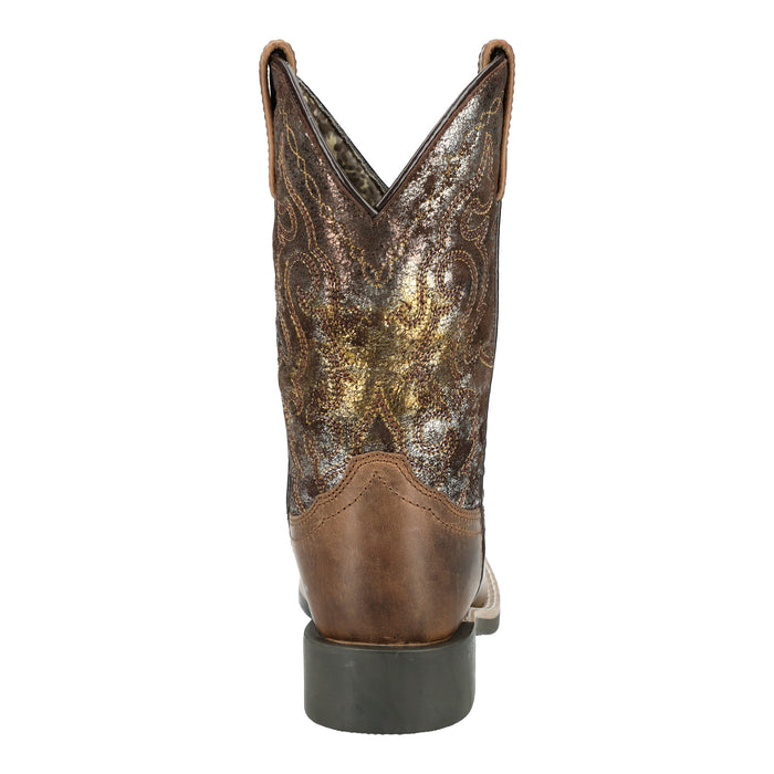 Smoky Mountain Boots Kids Unisex Sadie Brown Oil/Metallic Leather Cowboy Boots