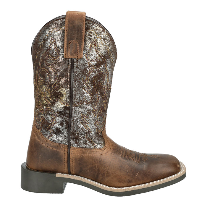 Smoky Mountain Boots Kids Unisex Sadie Brown Oil/Metallic Leather Cowboy Boots