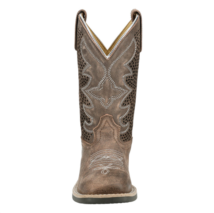 Smoky Mountain Boots Youth Girls Willow Chocolate/Silver Leather Cowboy Boots