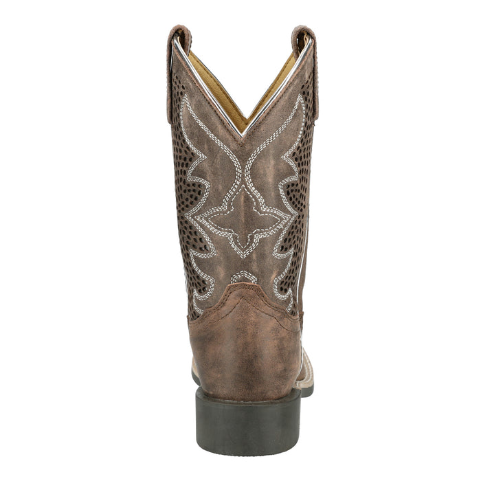Smoky Mountain Boots Youth Girls Willow Chocolate/Silver Leather Cowboy Boots