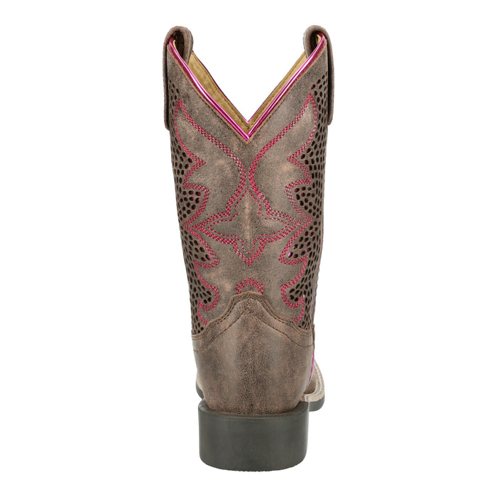 Smoky Mountain Boots Kids Girls Willow Vtg Chocolate/Pink Leather Cowboy Boots