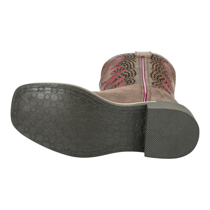 Smoky Mountain Boots Youth Girls Willow Vtg Chocolate/Pink Leather Cowboy Boots