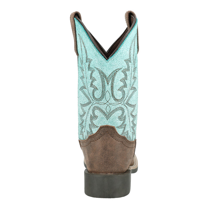 Smoky Mountain Boots Youth Boy Rustic Rider Brown/Turquoise Leather Cowboy Boots