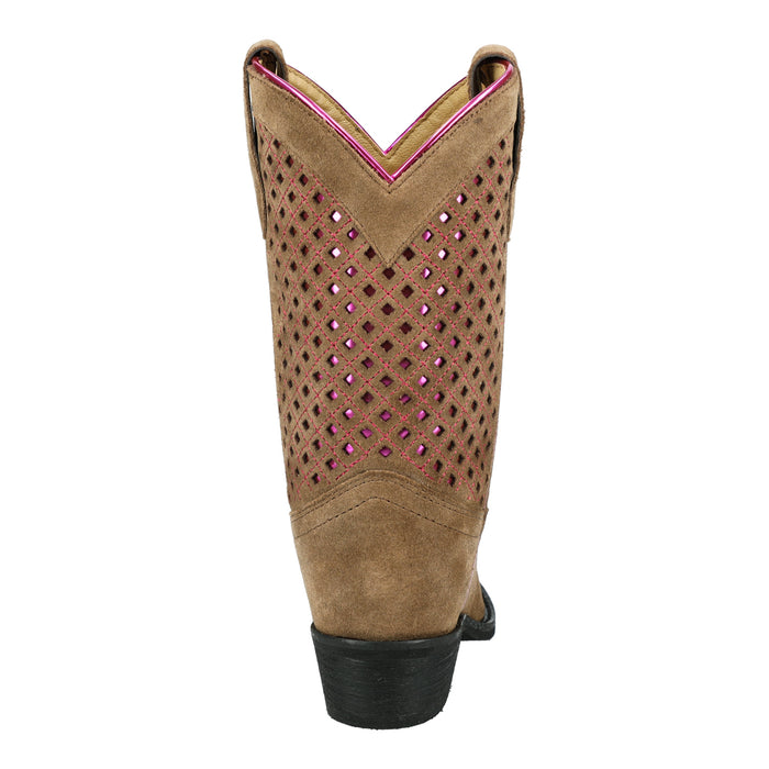 Smoky Mountain Boots Youth Girls Magnolia Brown/Pink Leather Cowboy Boots