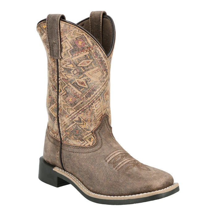 Smoky Mountain Boots Youth Unisex Oasis Vtg Chocolate/Tan Leather Cowboy Boots