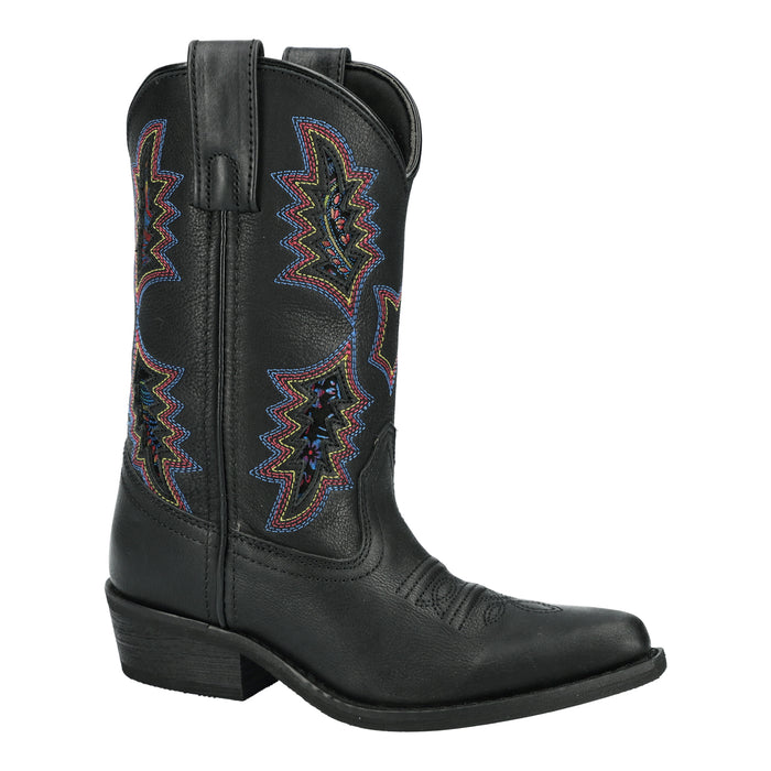 Smoky Mountain Boots Kids Girls Sierra Black Leather Cowboy Boots