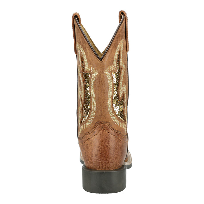 Smoky Mountain Boots Kids Girls Nevada Brown Oil/Gold Leather Cowboy Boots