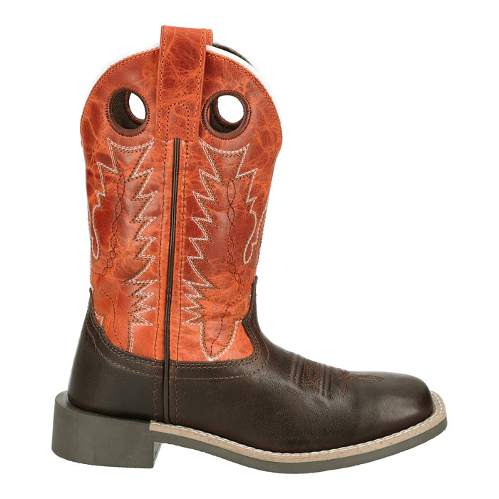 Smoky Mountain Boots Youth Unisex Dusty Choco/Burnt Orange Leather Cowboy Boots
