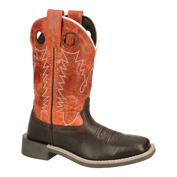 Smoky Mountain Boots Youth Unisex Dusty Choco/Burnt Orange Leather Cowboy Boots