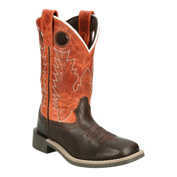 Smoky Mountain Boots Youth Unisex Dusty Choco/Burnt Orange Leather Cowboy Boots