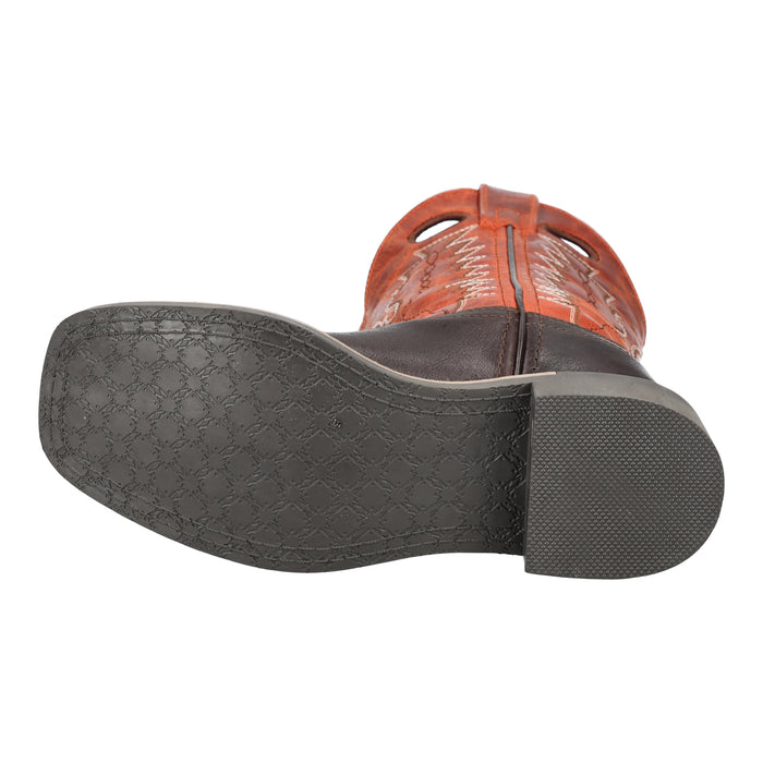 Smoky Mountain Boots Youth Unisex Dusty Choco/Burnt Orange Leather Cowboy Boots