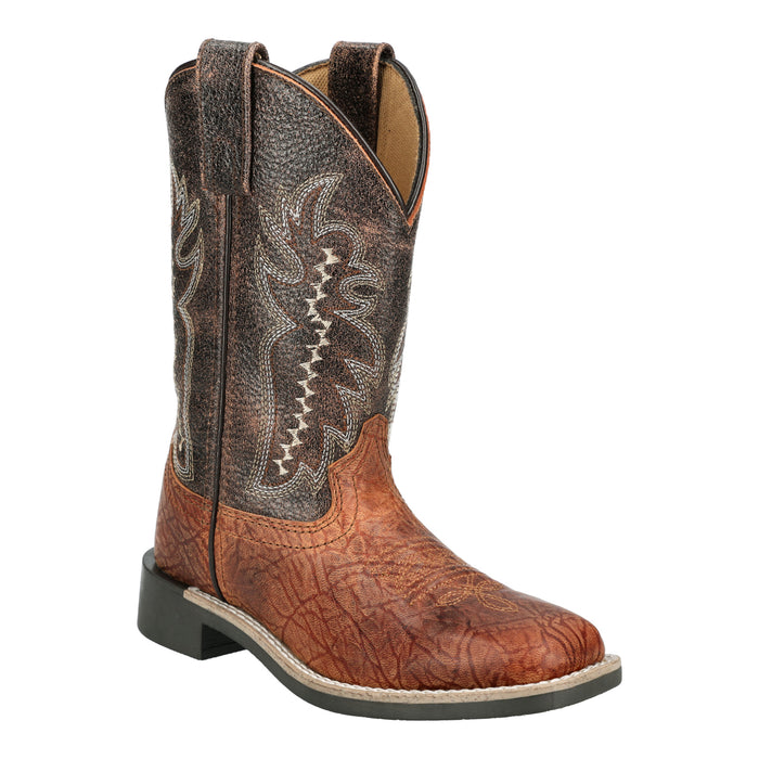 Smoky Mountain Boots Kids Unisex Presley Cognac/Vtg Brown Leather Cowboy Boots