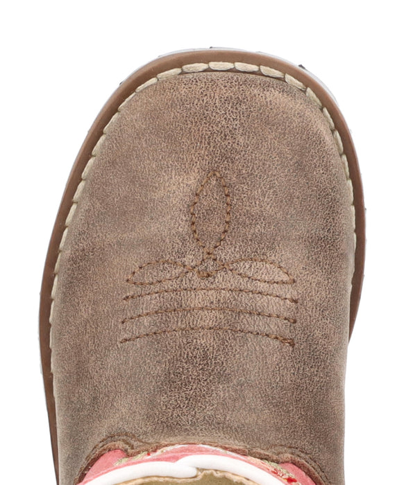 Smoky Mountain Boots Toddler Girls Autry Chocolate/Coral Leather Cowboy Boots