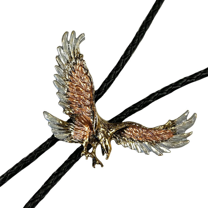 Rockmount Unisex Flying Eagle Western Silver/Gold Metal Bolo Tie