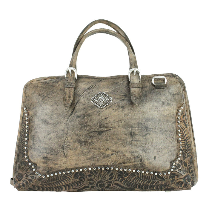 American West Womens Cowtown Pony/Chocolate Leather Briefcase Bag