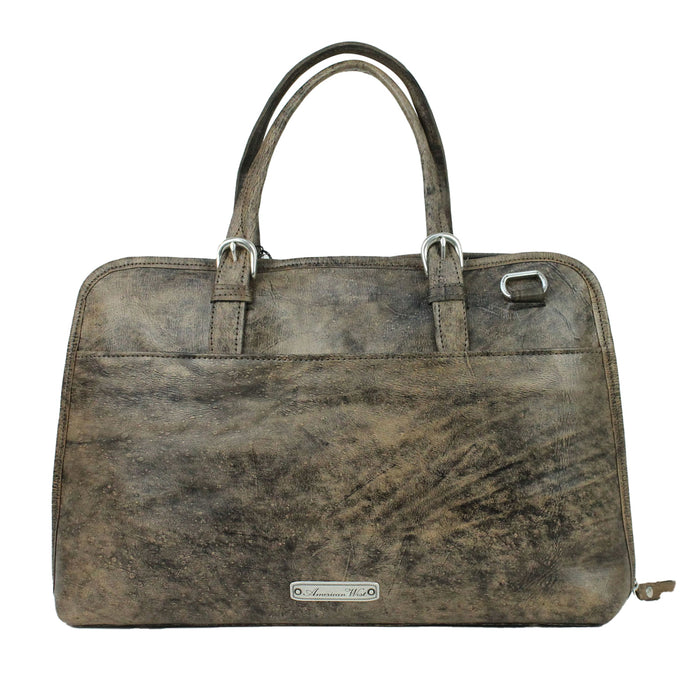 American West Womens Cowtown Pony/Chocolate Leather Briefcase Bag