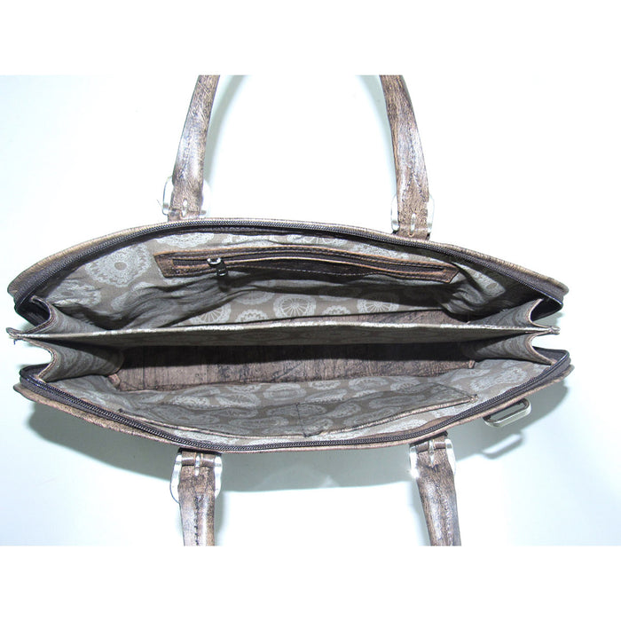 American West Womens Cowtown Pony/Chocolate Leather Briefcase Bag