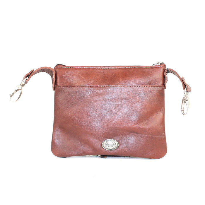 American West Womens Cowtown Pony/Brown Leather Crossbody Bag
