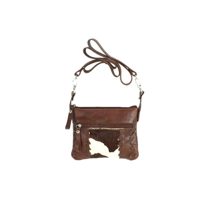 American West Womens Cowtown Pony/Brown Leather Crossbody Bag
