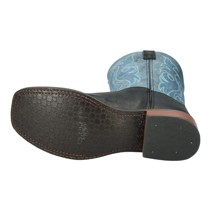 Smoky Mountain Boots Mens James Black/Vintage Blue Leather Cowboy Boots