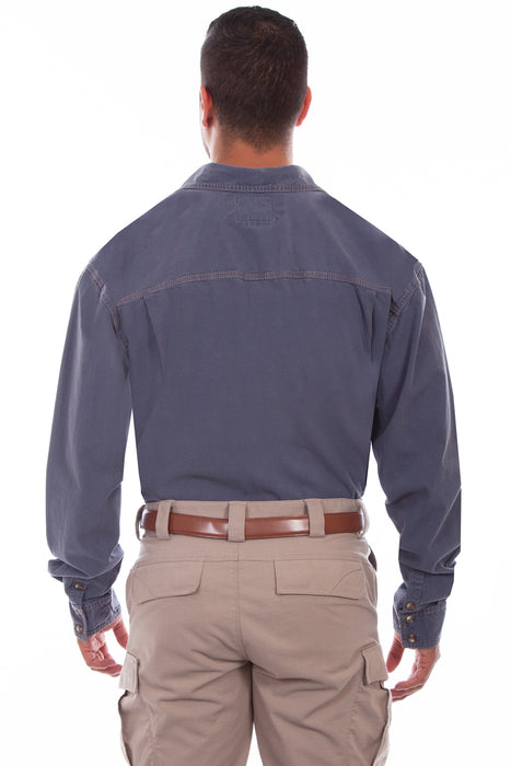 Scully Mens Vallarta Blue 100% Cotton Outdoor L/S Shirt