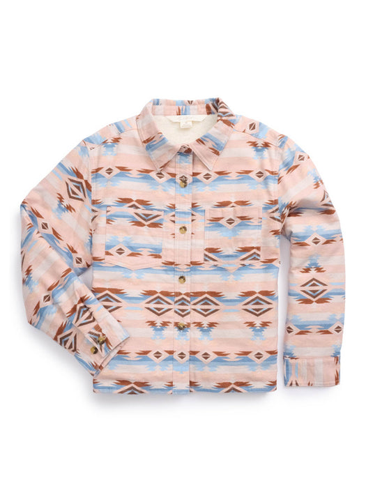 Ely and Walker Kids Girls Aztec Print Shacket Pink/Blue Cotton Jacket