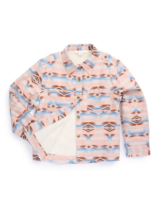 Ely and Walker Kids Girls Aztec Print Shacket Pink/Blue Cotton Jacket