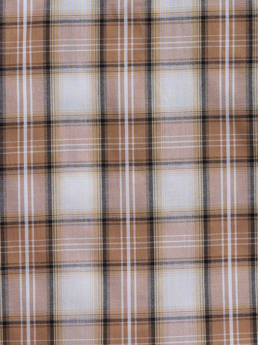 Ely and Walker Kids Girls Floral Embroidery Plaid Khaki Poly/Cotton L/S Shirt