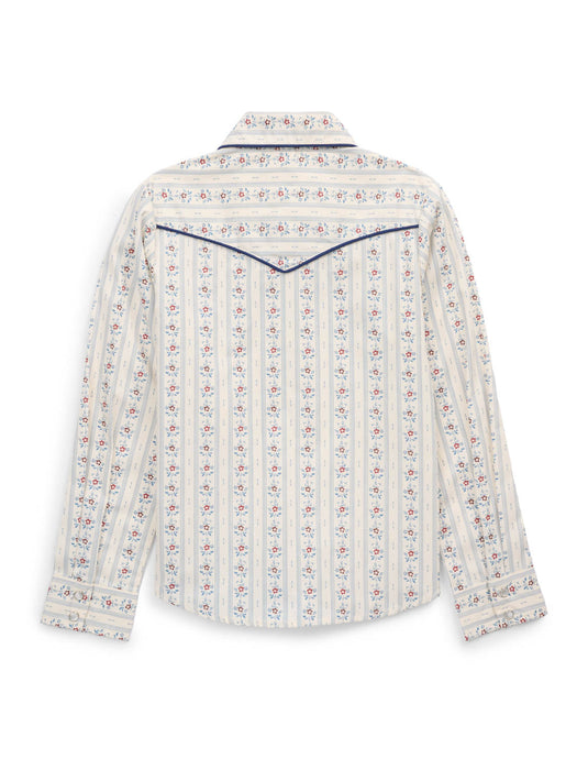 Ely and Walker Kids Girls Wallpaper Floral Print Ecru 100% Cotton L/S Shirt