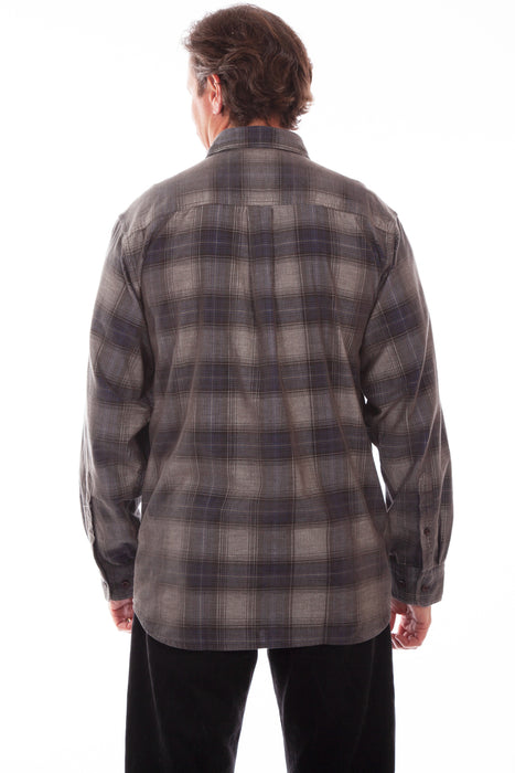 Scully Mens Charcoal/Navy 100% Cotton Corduroy Plaid L/S Shirt